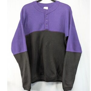 Vintage Santee Sweats Color Block Pullover‎ Sweatshirt Purple Black XL